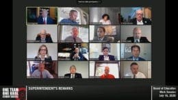 screenshot of Cobb school board meeting where Chris Ragsdale announce Cobb schools will open virtual only