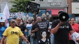 Rally to mark the one-year anniversary of the shooting death of Vincent Truitt by a Cobb County police officer