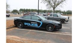 An Acworth police car in a parking lot