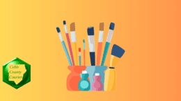 A set of artist's brushes in a jar