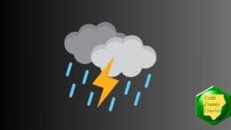 Thunderstorms Georgia Drawing of thunderclouds with lightning on a dark backdrop