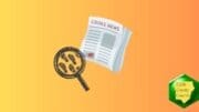A graphic with a magnifier and a newspaper named "Crime News"