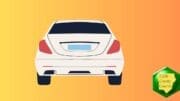 The rear of a car with the license plate highlighted