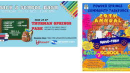 flyers for the two back-to-school bashes described in the text of the article