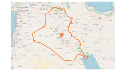 A map of Iraq with the cities labeled in Arabic