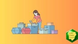 woman organizing things into boxes