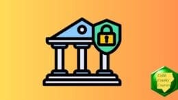 Icon with a building and lock, symbolizing national intelligence and security