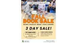 Flyer for the Cobb County Public Library Fall Book Sale with the same info as the accompanying article
